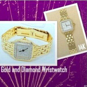 Diamond 14K Gold Geneve Vintage Bracelet Watch | 1.25ctw | Made in Italy | 60.5g
